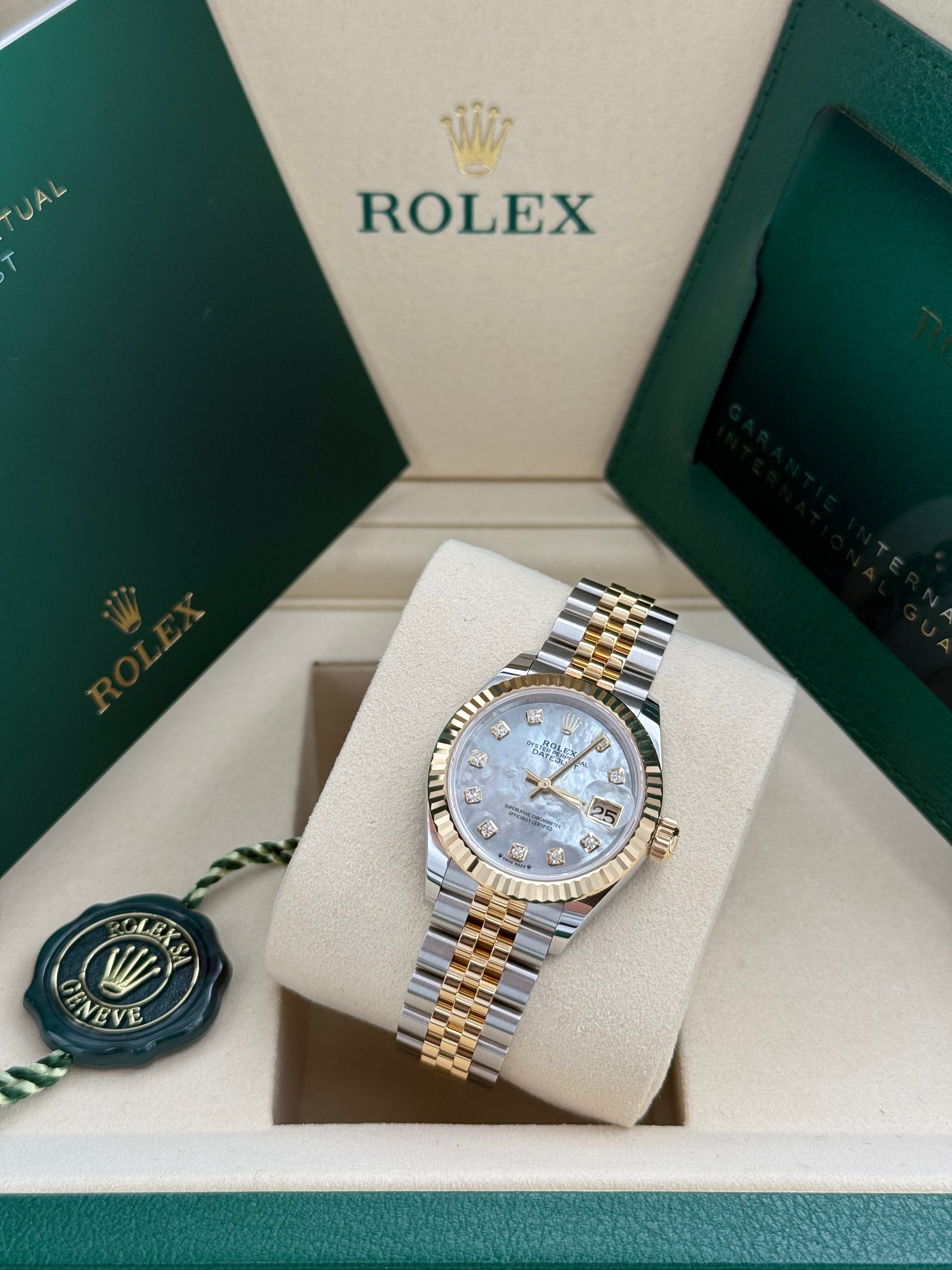 Rolex Lady-Datejust 28 – Ref. 279173 | Perlmutt-Zifferblatt mit Diamanten | Jubilee-Band