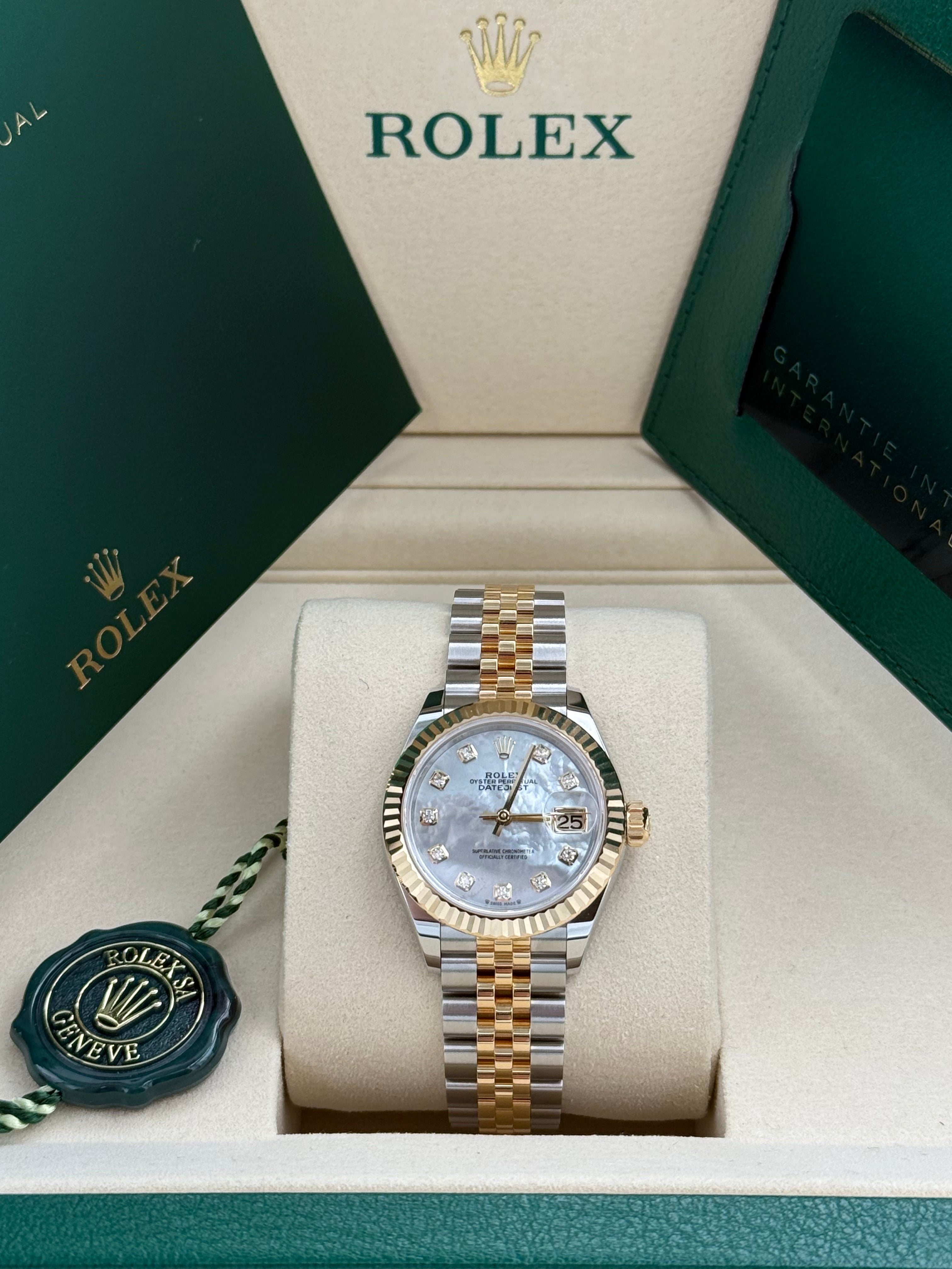 Rolex Lady-Datejust 28 – Ref. 279173 | Perlmutt-Zifferblatt mit Diamanten | Jubilee-Band