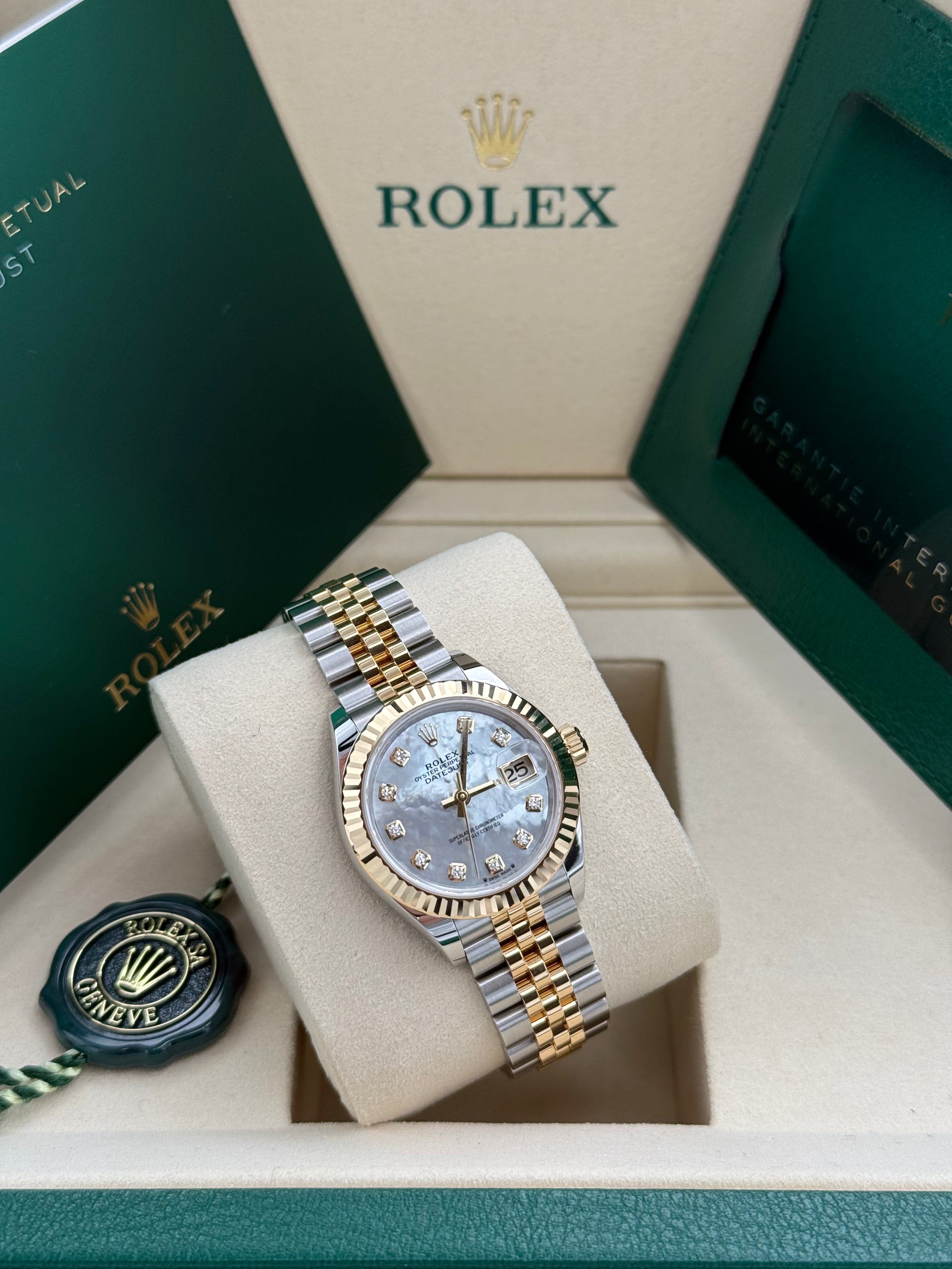 Rolex Lady-Datejust 28 – Ref. 279173 | Perlmutt-Zifferblatt mit Diamanten | Jubilee-Band